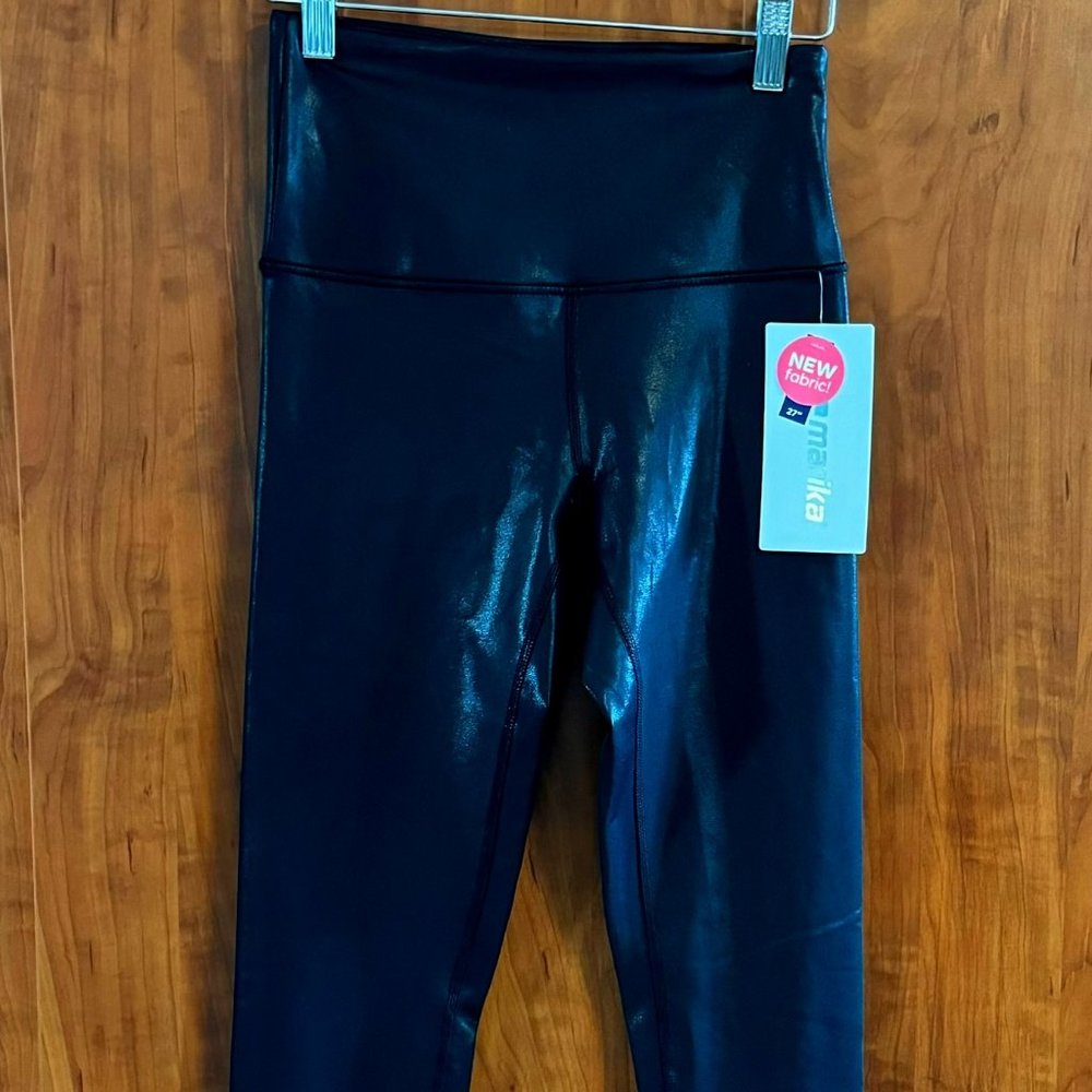 Marika Faux Leather/Shine Legging Size Small Black NWT